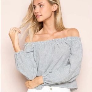 Brandy Melville off the shoulder striped top